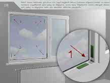Sabit camın takılması için önce orta kayıt bağlantı takozu bulunan köşenin (metal ve camın teması engellemek için) yatay ve düşeyine, sonra karşı köşelerinin (camın dengeli olması için) yatay ve düşeyine kalın cam takozları silikonla yapıştırılır.