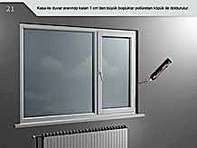 Kasa ile duvar arasında kalan 1 cm'den büyük boşluklar poliüretan köpük ile doldurulur.